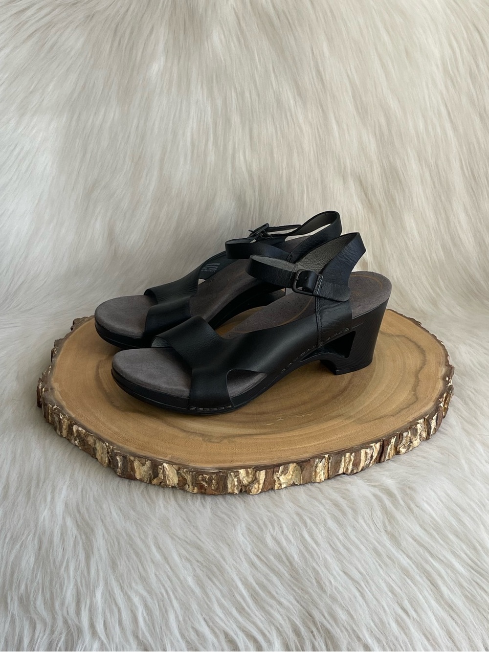 Dansko cut out black leather sandals